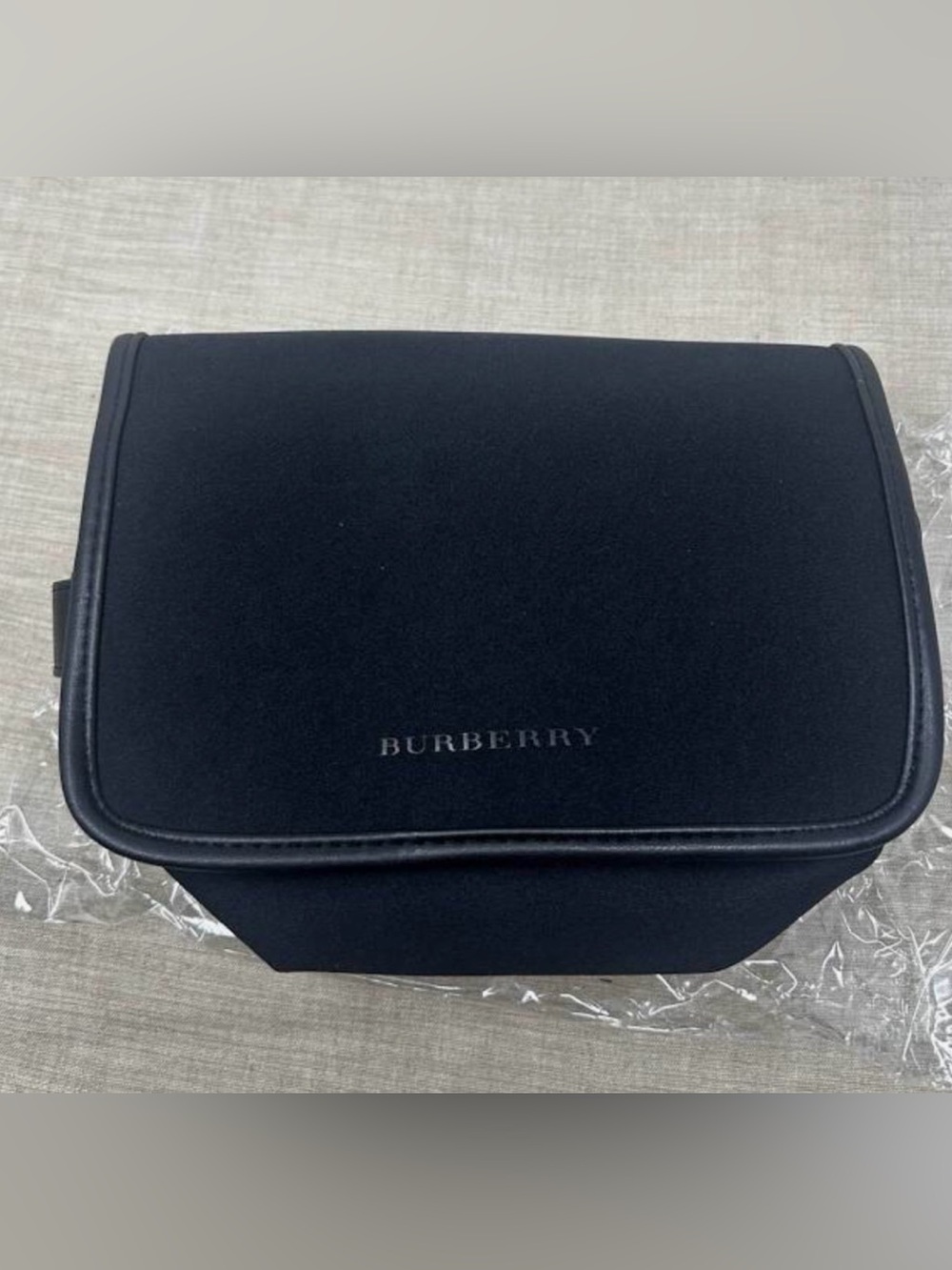 Burberry Men's Black Toiletry Bag with Debossed Logo